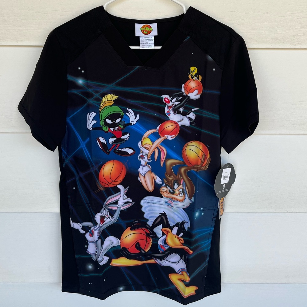 NWT XS Unisex Space Jam Tooniforms Scrub Top